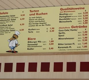 Karte im Restaurant