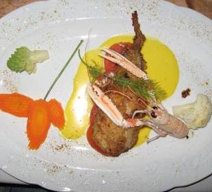 Seeteufel mit Crevettengarnitur