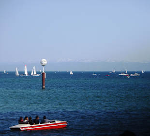 Just outside the harbour