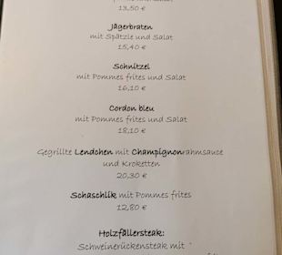 Speisekarte Stand: 09/2023