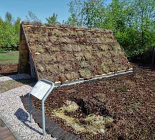 Alte Moorhütte im Außenbereich des Museums