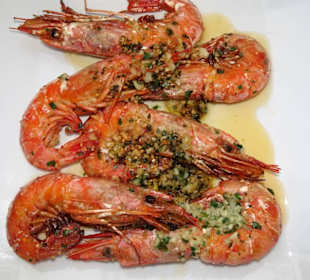 Gambas im Restaurant La Paëlla de la Mer