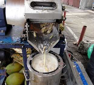 Herstellung von Zuckerrohrsaft auf dem Markt