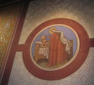 Eine Wandmalerei über die heilige Elisabeth.