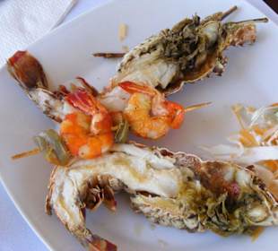 Langusten fangfrisch auf den Tisch