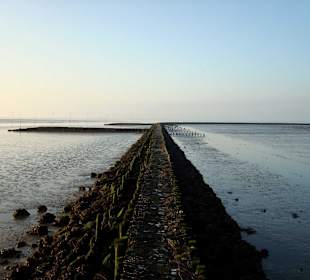 Die Hafeneinfahrt mit dem Steg