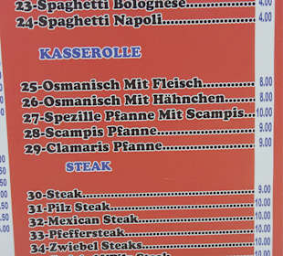 Preislisten- Essen