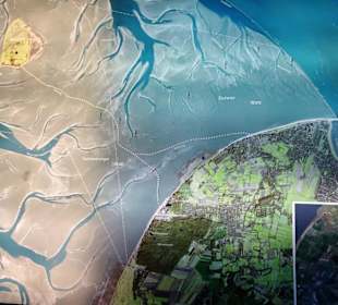 Blick auf die Küste und das Watt vor Cuxhaven