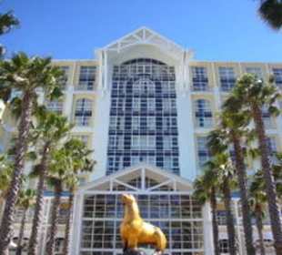 Berühmte Waterfront-Seite mit goldener Robbe