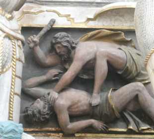 Detailansicht vom Alabaster-Epitaph in St. Moriz