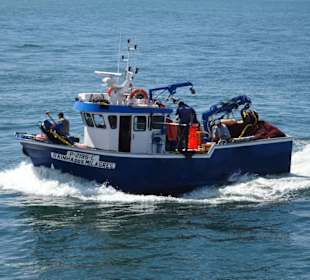 Fischerboote umrunden das Ende der Nordmole