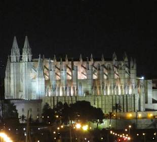 Die beleuchtete Kathedrale bei Nacht 