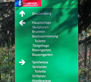 Wegweiser im Bürgerpark Bremerhaven