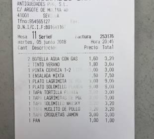 Rechnung für 5 Personen (und alle waren satt)