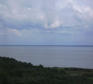 Blick vom Leuchtturm über Haff nach Tolkemit