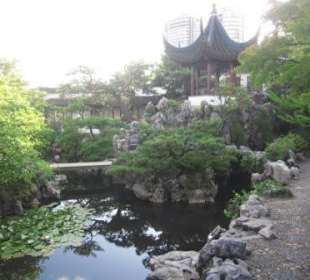 Fels, Wasser, Pflanzen und Architektur