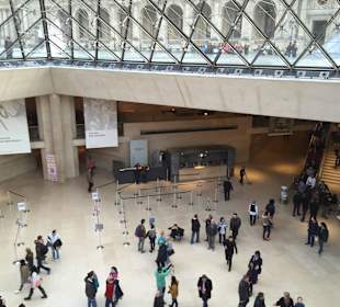 Underneath the glass pyramids