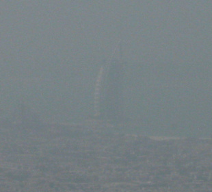 Von oben Blick auf die Palmeninsel