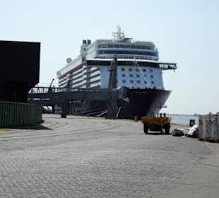 Am Kai des Columbus Cruise Center