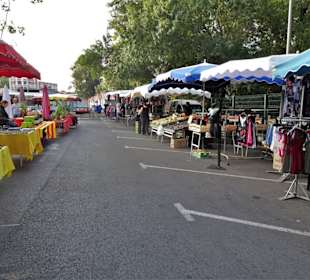 Früher Morgen auf dem Wochenmarkt Argelès-Plage