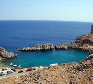 Blick auf den Hafen von Lindos