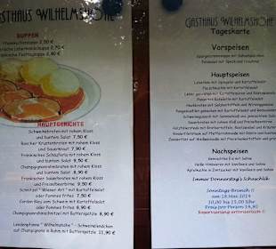 Speisekarte für den Mai