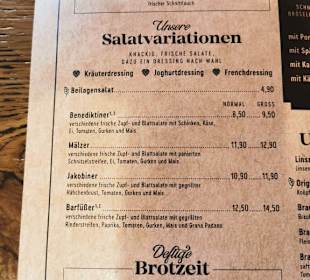 Reduzierte Speisen- und Getränkekarte