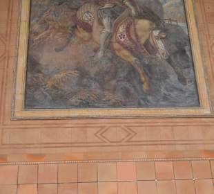 Wandbilder in der Wandelhalle der Trinkhalle