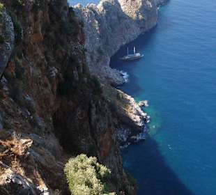 Blick von der Burg auf die Spitze der Halbinsel Alanyas