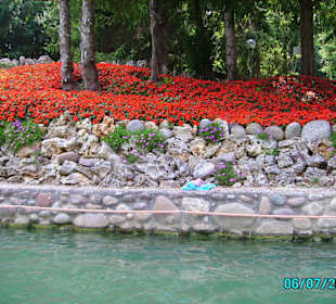 Le belle aiuole che contornano il lago