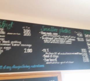 Speisekarte mit moderaten Preisen