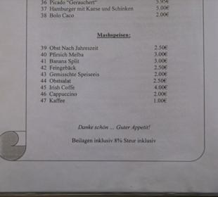 Speisekarte
