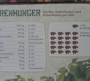 Info-Tafel Futterbedarf und -kosten 