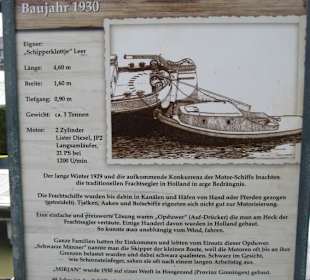 Museumshafen: Tafel zum Schub-Boot "Mirjan"