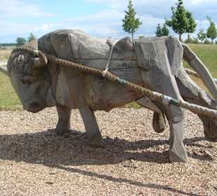 Stier vor der Slawenburg Raddusch