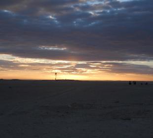 Auf Kamelen dem Sonnenuntergang entgegen