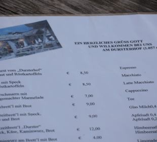 Teil der Speisekarte