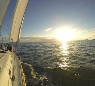 Ocean sailing with sunset in Miami