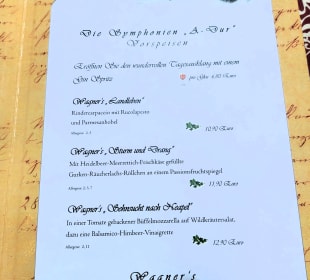 Speisekarte, teilweise