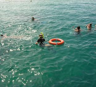 Snurkowanie nad rafą w towarzystwie statku