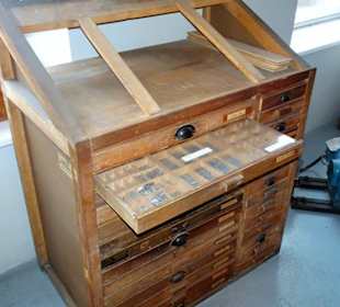 Setzkasten für den Fahrkartendruck