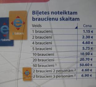 Preise für Einzelfahrkarten