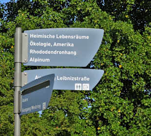 Wegweiser im Botanischen Garten Kiel