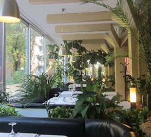 The beautiful green part of the restaurant