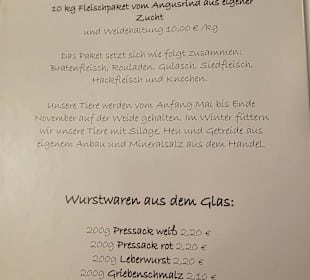 Speisekarte Stand: 01/2024