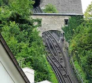 Blick auf den Schinenstrang der FestungsBahn