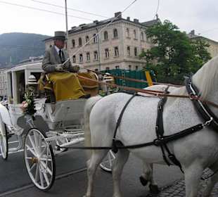 Brautpaar am Weg zum Marmorsaal im Schloss