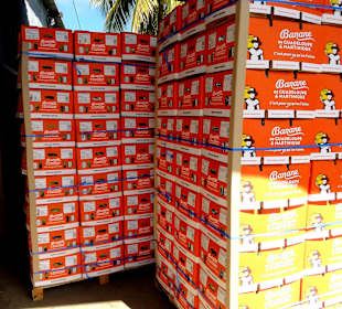 Bananenkartons vor dem Kühltransport