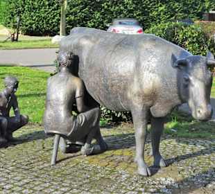Ansichten der Skulptur Die Melkerin
