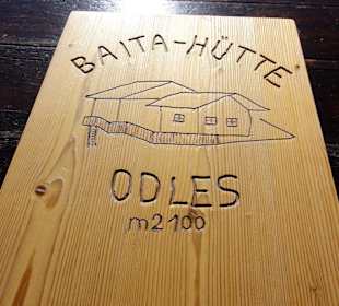 Die Speisekarte der Hütte